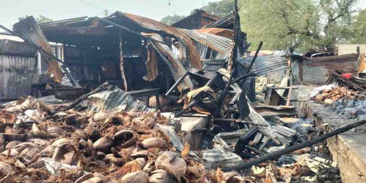 নিয়ামতপুরে আগুনে ভস্মীভূত ৬ দোকান, ১৫ লক্ষ টাকার ক্ষয়ক্ষতি 