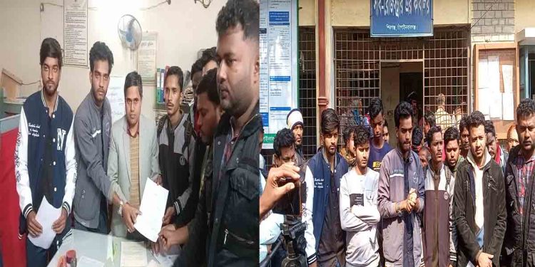 শিবগঞ্জ সাব-রেজিস্ট্রার অফিসে অনিয়মের বিরুদ্ধে সম্বয়কদের স্মারক লিপি প্রদান