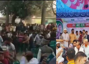 বিএনপির সমাবেশে দুই গ্রুপের হাতাহাতি ও ককটেল বিস্ফোরণ