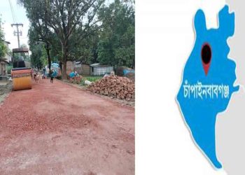 শিবগঞ্জে রাস্তার কাজে অনিয়ম, ক্ষুব্ধ এলাকাবাসী