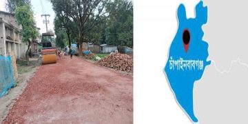 শিবগঞ্জে রাস্তার কাজে অনিয়ম, ক্ষুব্ধ এলাকাবাসী