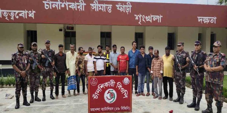 চাঁপাইনবাবগঞ্জে সীমান্তে ১৩ বাংলাদেশি পুশ-ইন, বিজিবির হাতে আটক