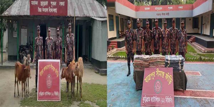 কুড়িগ্রামে বিজিবির বিশেষ অভিযানে ১৩ লাখ টাকার অবৈধ পণ্য আটক