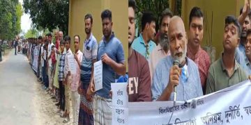 তেলকুপি মাদ্রাসায় অনিয়ম-দুর্নীতির অভিযোগে অধ্যক্ষের অপসারণ দাবিতে মানববন্ধন