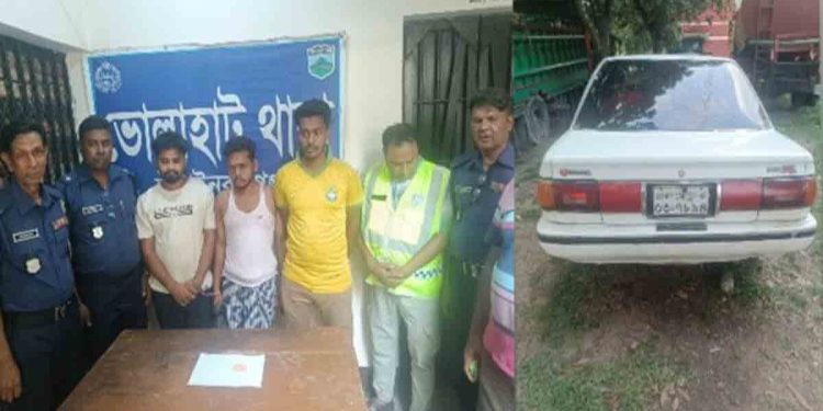 চাঁপাইনবাবগঞ্জের ভোলাহাটে প্রাইভেট গাড়ীতে “ইয়াবা” পাচার আটক ৪