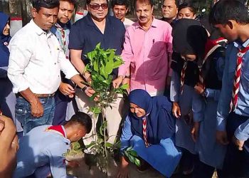 গাইবান্ধা আদর্শ কলেজে বৃক্ষরোপণ ও গাছের চারা বিতরণ